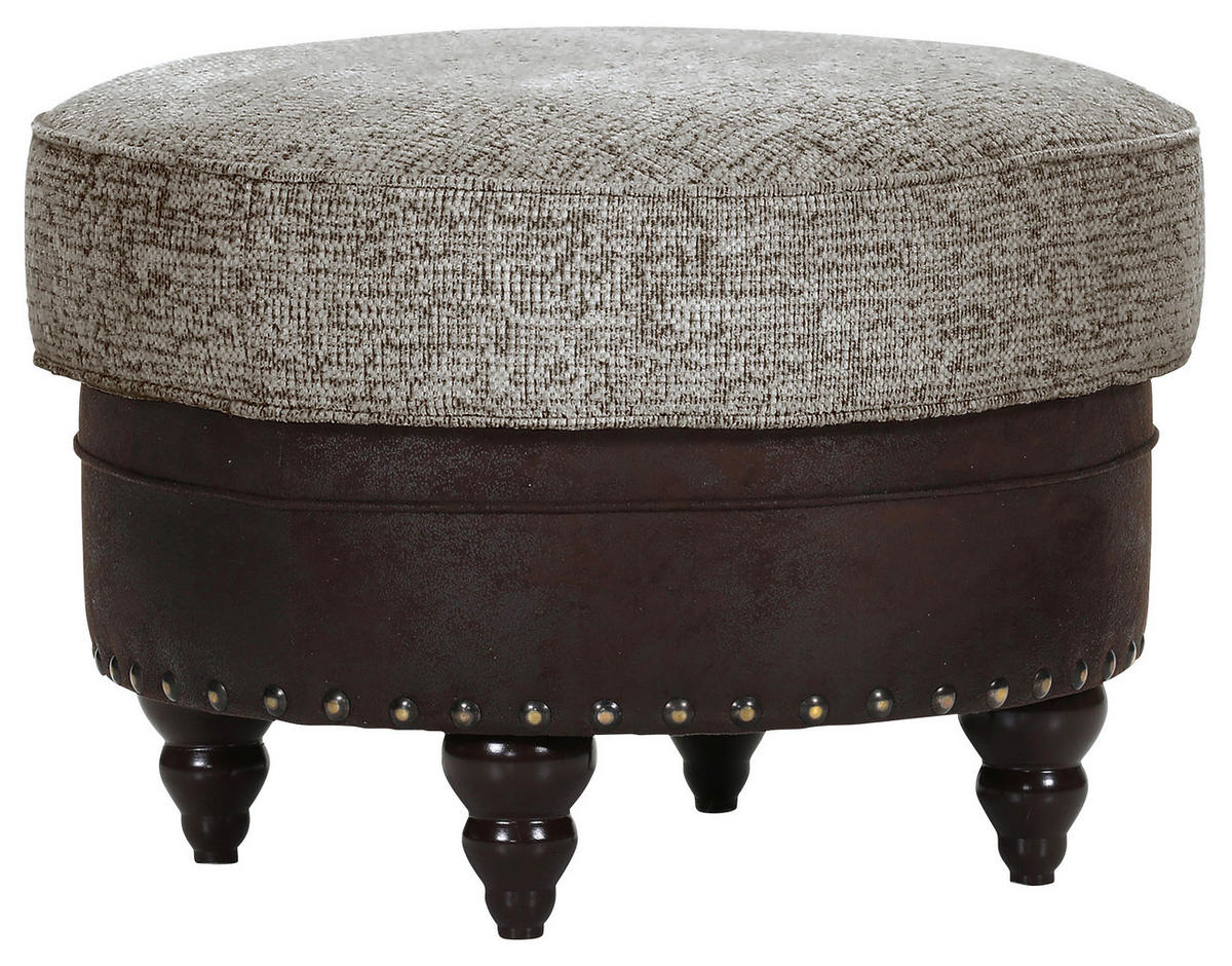HOCKER Chenille, Mikrofaser Dunkelbraun, Graubraun  - Dunkelbraun/Graubraun, ROMANTIK / LANDHAUS, Holz/Textil (75/50/75cm) - Landscape