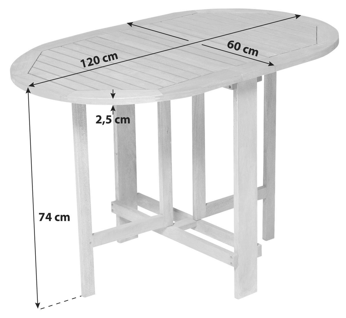 GARTENKLAPPTISCH Holz rechteckig  - Naturfarben, KONVENTIONELL, Holz (120/74/60cm) - Gardenson