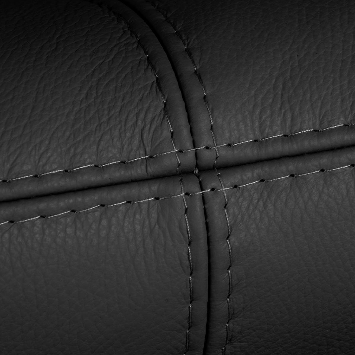 2-SITZER-SOFA Schwarz Echtleder  - Silberfarben/Schwarz, Design, Leder/Metall (164/90/88cm) - Livetastic