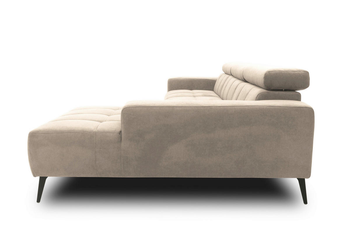 ECKSOFA TRENTO Taupe Mikrofaser  - Taupe/Dunkelgrau, MODERN, Textil/Metall (287/175cm) - MID.YOU
