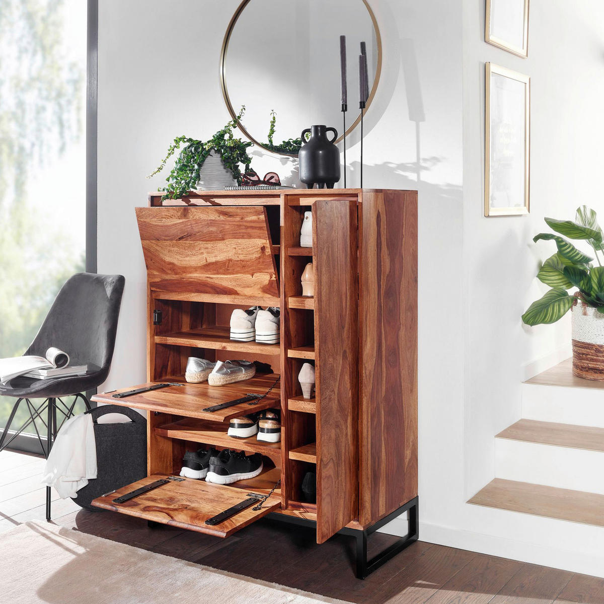 SIDEBOARD  in 88/120/40 cm  - Sheeshamfarben/Schwarz, Design, Holz/Metall (88/120/40cm) - MID.YOU