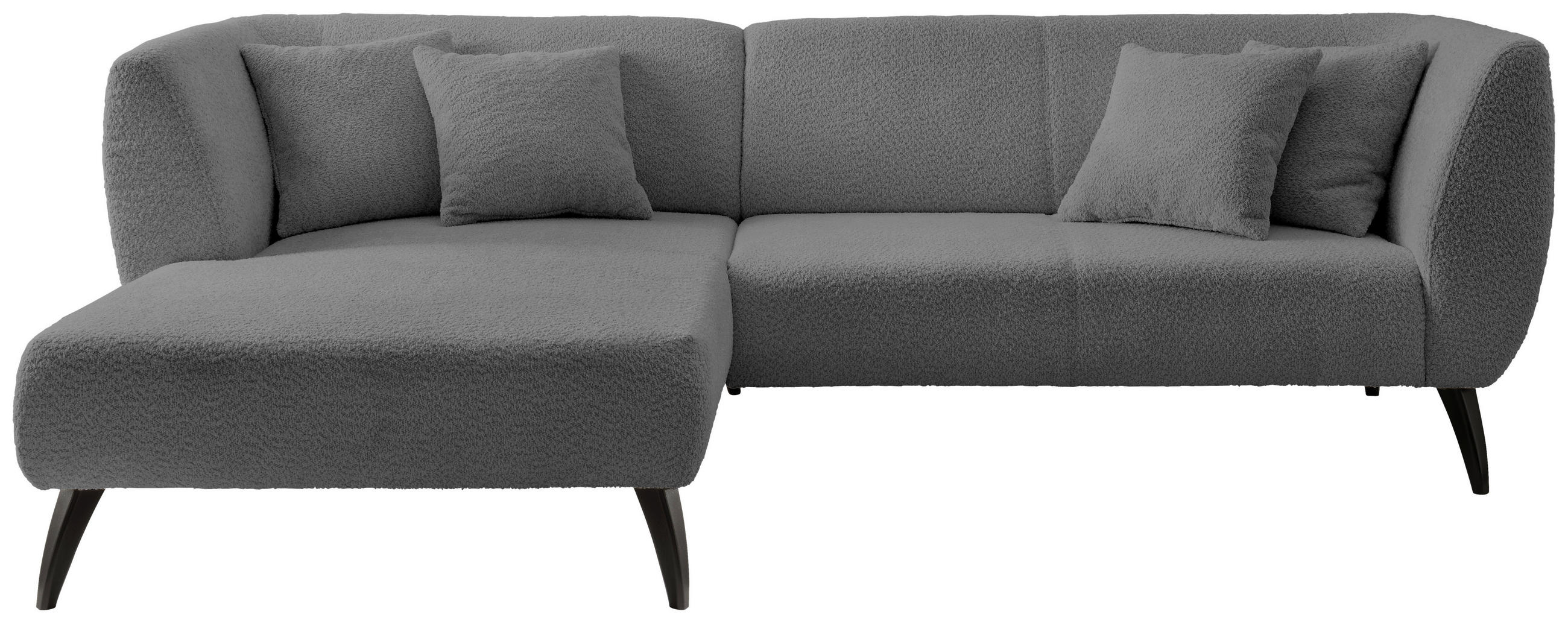 ECKSOFA Anthrazit Bouclé Zierkissen  - Anthrazit/Schwarz, MODERN, Holz/Textil (160/264cm) - MID.YOU