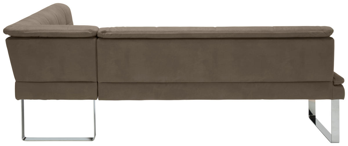 ECKBANK in Metall, Textil Grau, Chromfarben  - Chromfarben/Beige, Design, Textil/Metall (213/174cm) - Novel