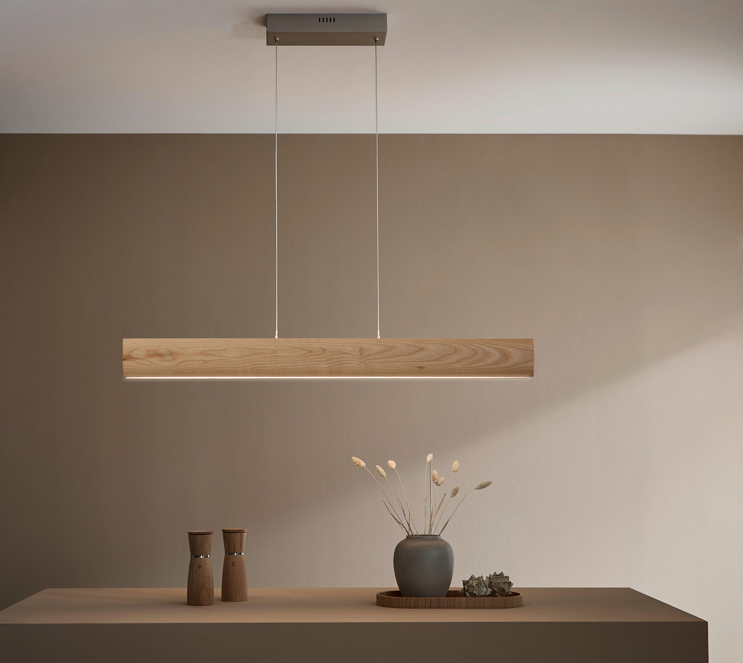 LED-HÄNGELEUCHTE Monterra 100/9,5/150 cm   - Eschefarben, Natur, Holz (100/9,5/150cm) - Brilliant