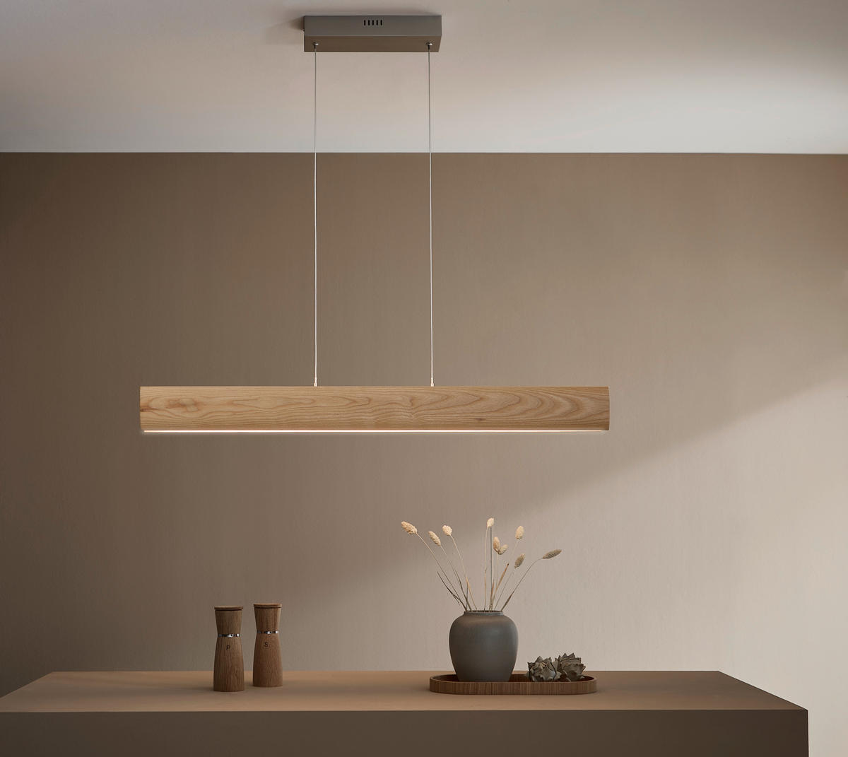 LED-HÄNGELEUCHTE 100/9,5/150 cm  - Eschefarben, Natur, Holz (100/9,5/150cm)