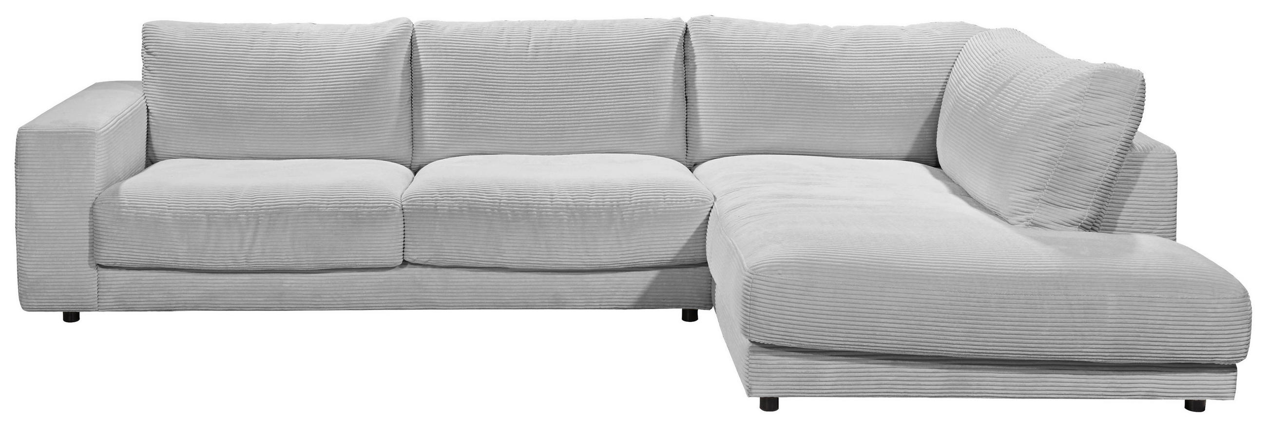 ECKSOFA in Cord Grau  - Schwarz/Grau, Design, Kunststoff/Textil (325/224cm) - Hom`in