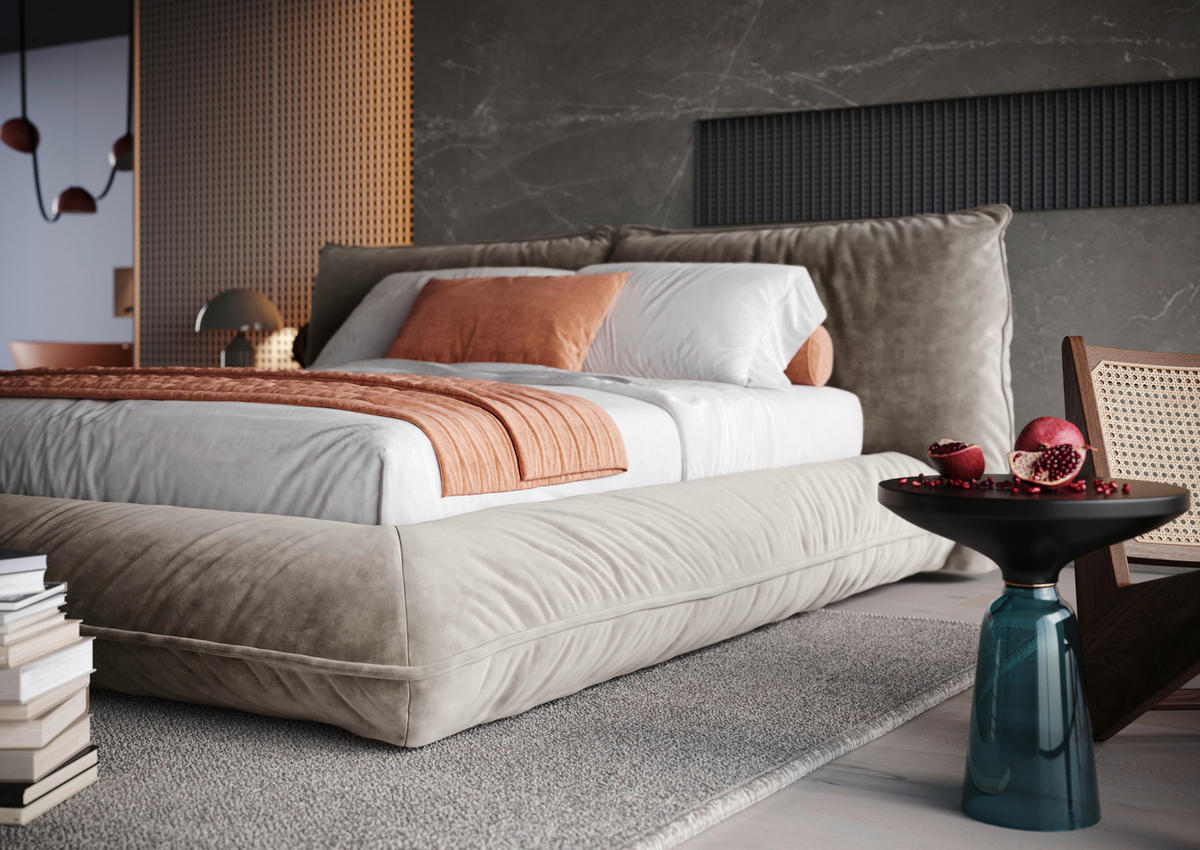 POLSTERBETT 200/200 cm,  in Dunkelbraun,  - Dunkelbraun/Schwarz, Design, Textil/Metall (200/200cm) - Belluti