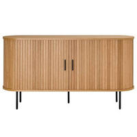 SIDEBOARD svart, ekfärgad  140/76/40 cm  - svart/ekfärgad, Lifestyle, metall/trämaterial (140/76/40cm)