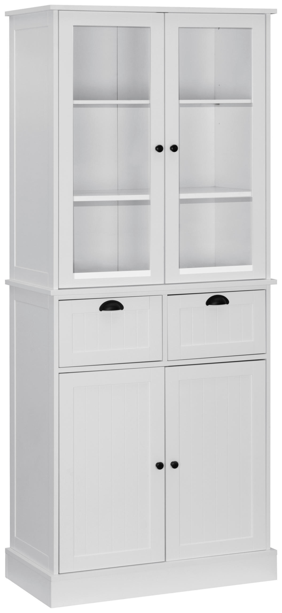 BUFFET 76/178/40 cm  in Weiß  - Schwarz/Weiß, LIFESTYLE, Glas/Holzwerkstoff (76/178/40cm) - MID.YOU