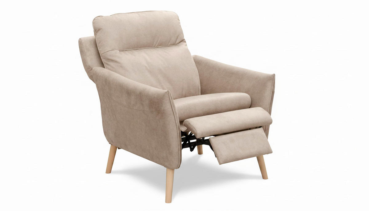 RELAXSESSEL in Textil Beige  - Beige/Buchefarben, Design, Holz/Textil (88/110/92cm) - Livetastic