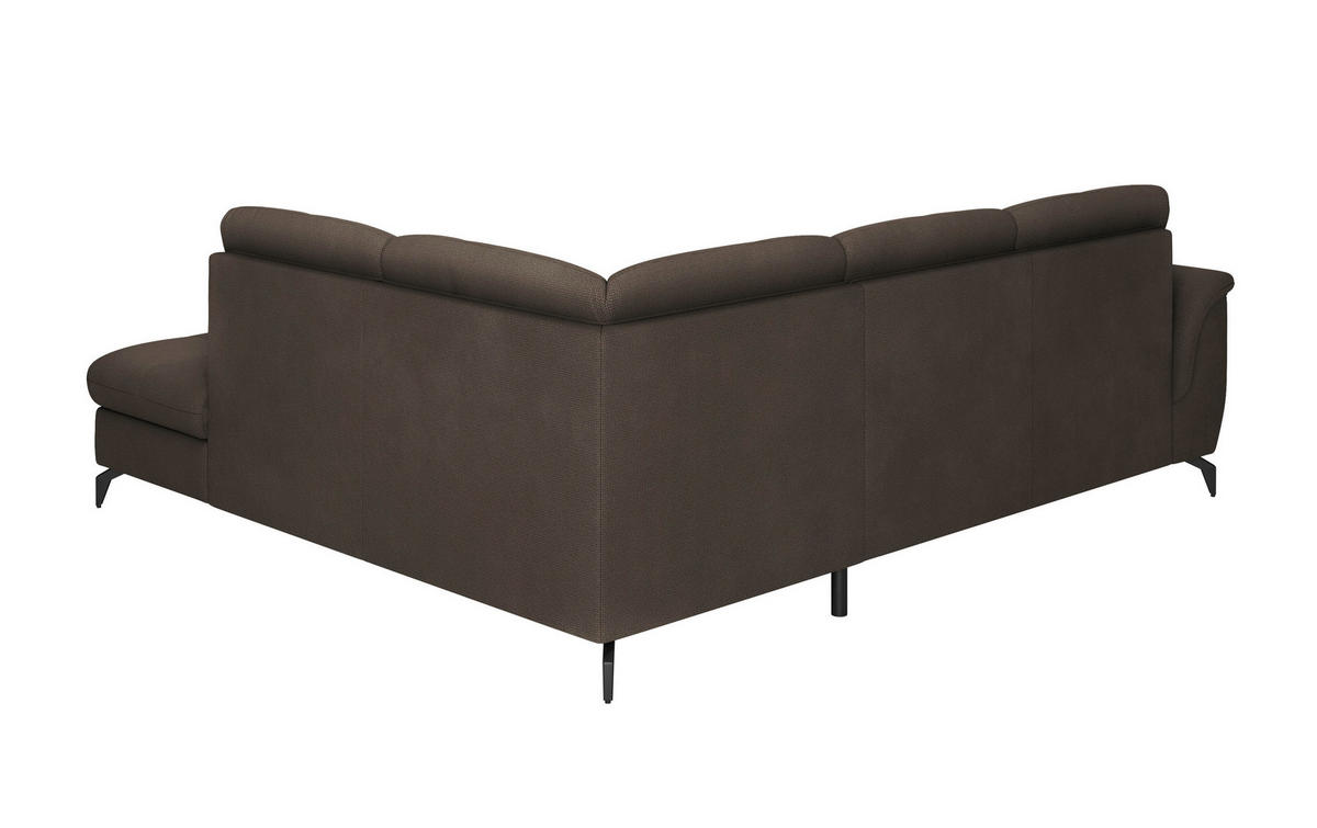 ECKSOFA ZORA E Dunkelbraun Flachgewebe  - Dunkelbraun/Schwarz, MODERN, Textil/Metall (244/212cm) - Sit & More