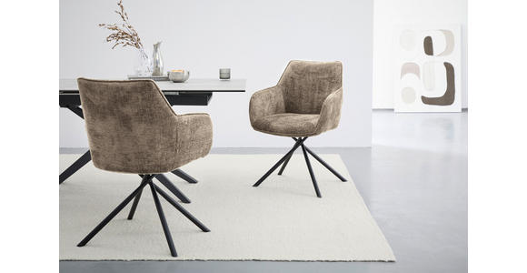 ARMLEHNSTUHL in Webstoff - Taupe/Schwarz, Design, Textil/Metall (63/88/62cm) - Novel