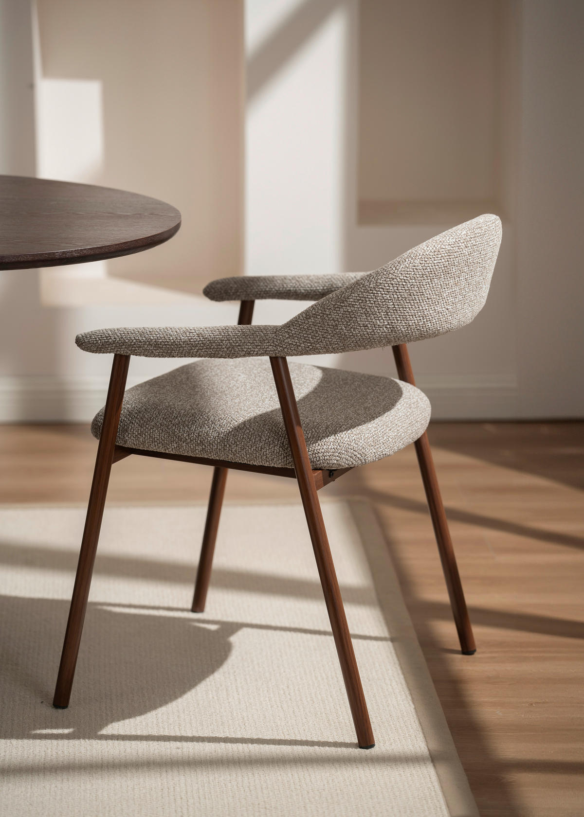 ARMLEHNSTUHL  in Eisen Bouclé  - Eichefarben/Beige, Basics, Holz/Textil (59/75/62cm) - Livetastic