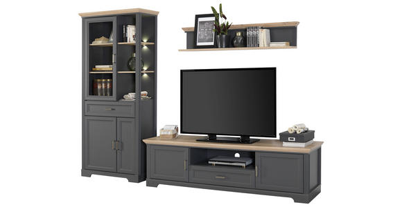 TV-ELEMENT 193/54/51 cm - Graphitfarben/Eiche Artisan, ROMANTIK / LANDHAUS, Holzwerkstoff/Metall (193/54/51cm) - Hom`in