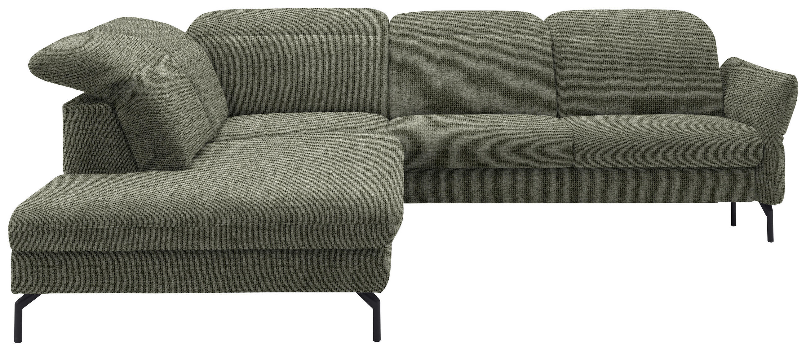ECKSOFA in Flachgewebe Grün  233/299-313 cm  - Schwarz/Grün, Design, Textil/Metall (233/299-313cm) - Dieter Knoll