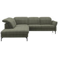 ECKSOFA in Flachgewebe Grün  233/299-313 cm  - Schwarz/Grün, Design, Textil/Metall (233/299-313cm) - Dieter Knoll