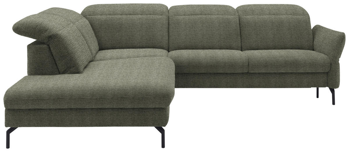 ECKSOFA in Flachgewebe Grün  233/299-313 cm  - Schwarz/Grün, Design, Textil/Metall (233/299-313cm) - Dieter Knoll