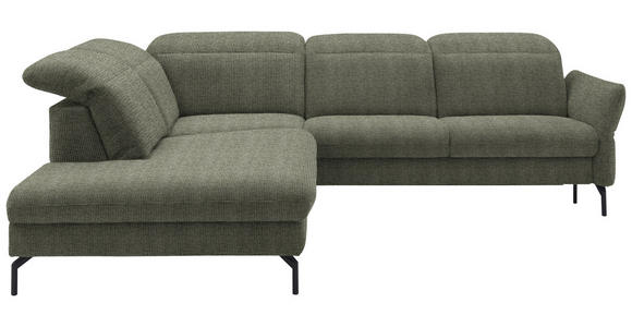 ECKSOFA  in Flachgewebe Grün  233/299-313 cm  - Schwarz/Grün, Design, Textil/Metall (233/299-313cm) - Dieter Knoll