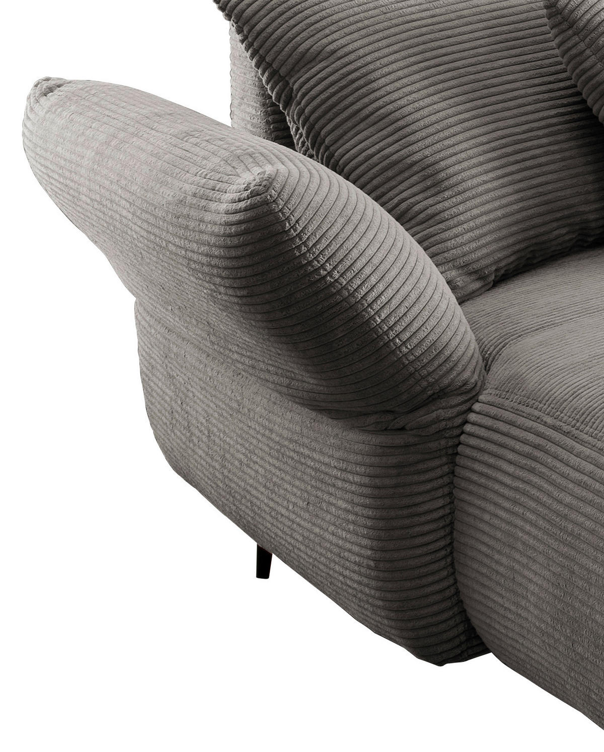 ECKSOFA in Cord Graubraun  - Graubraun/Schwarz, Design, Textil/Metall (178/264-302cm) - Livetastic
