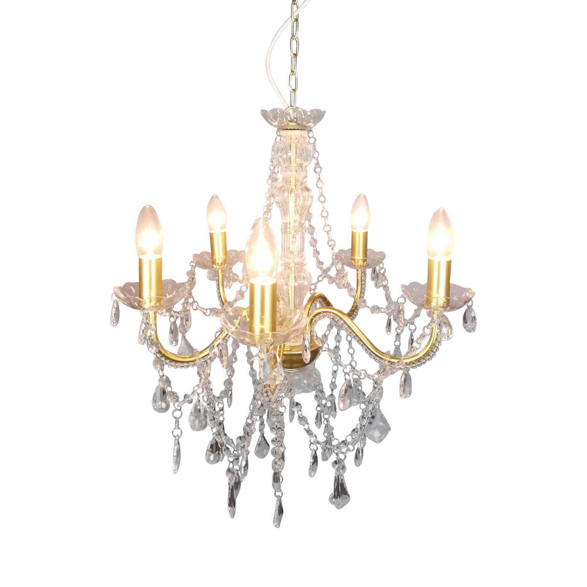 KRONLEUCHTER 52/85 cm   - Goldfarben, ROMANTIK / LANDHAUS, Kunststoff/Metall (52/85cm) - Näve