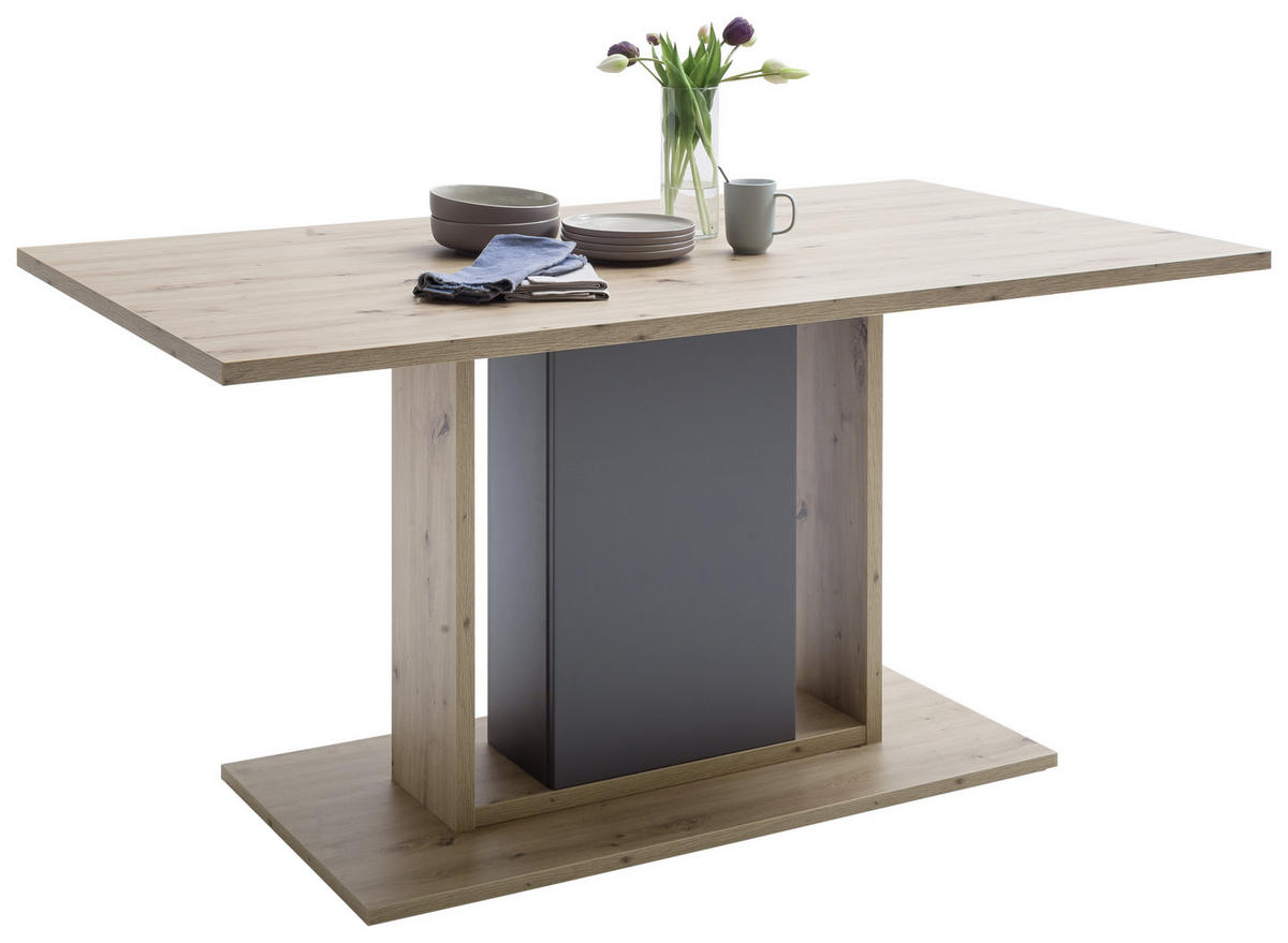 ESSTISCH in Holzwerkstoff 160/77/90 cm   - Eichefarben/Grau, Design, Holzwerkstoff (160/77/90cm) - MID.YOU
