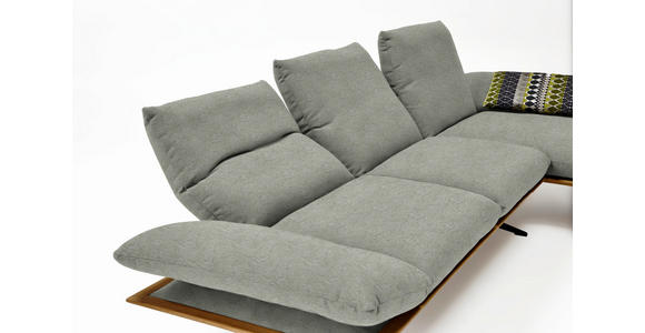 ECKSOFA in Flachgewebe Greige 314/159 cm - Greige/Schwarz, Design, Holz/Textil (314/159cm) - Dieter Knoll