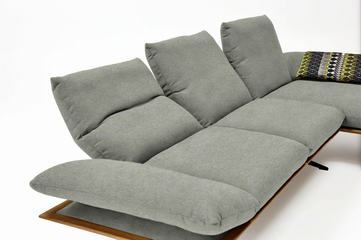ECKSOFA in Flachgewebe Greige  - Greige/Schwarz, Design, Holz/Textil (314/159cm) - Dieter Knoll
