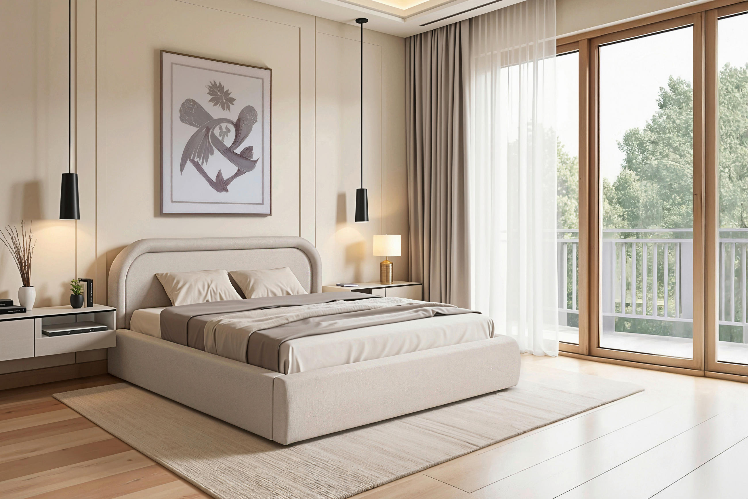 POLSTERBETT Lattenrost, Bettkasten 140/200 cm  in Beige  - Eichefarben/Beige, MODERN, Holz/Textil (140/200cm) - Livetastic