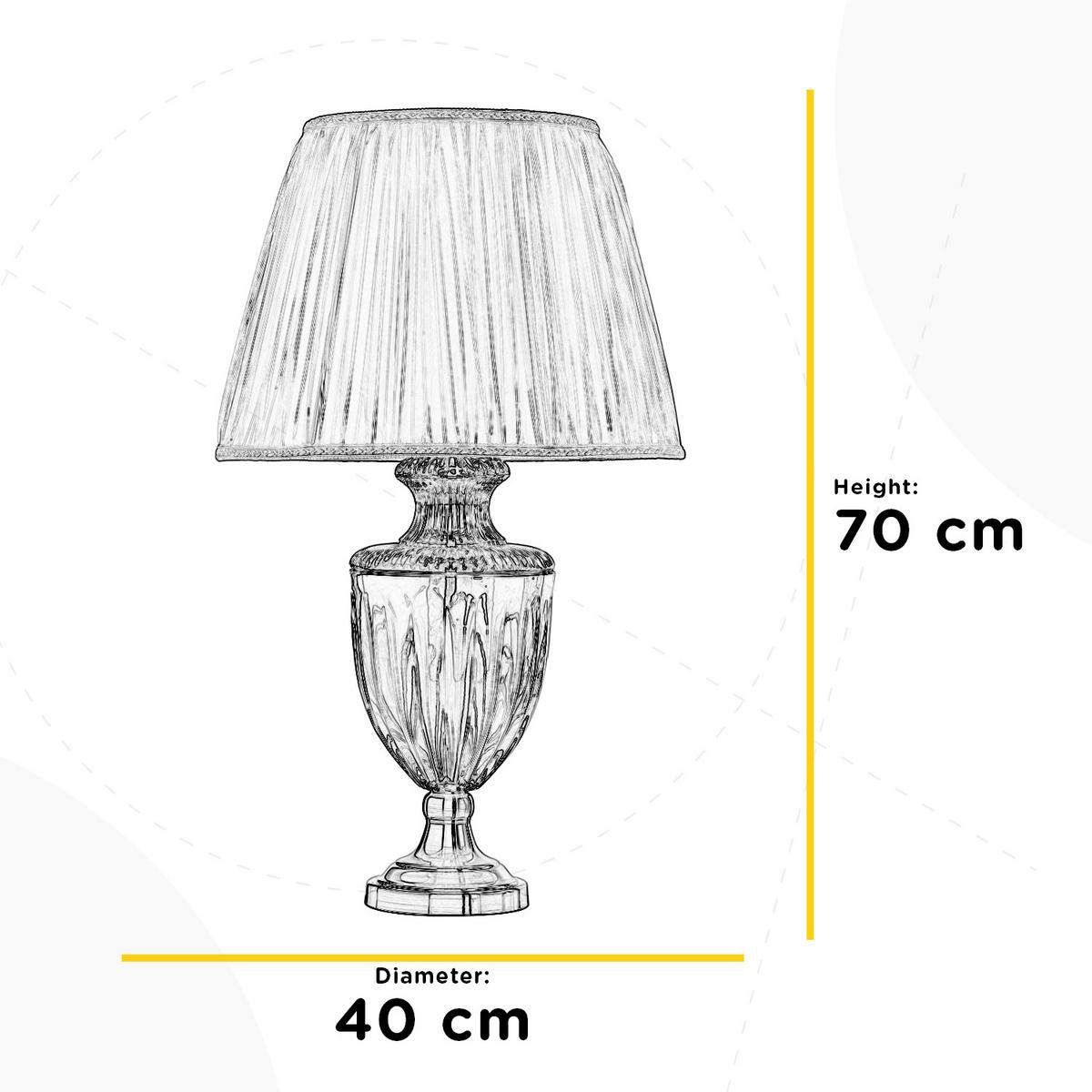 TISCHLEUCHTE 40/40/70 cm   - Messingfarben/Bernsteinfarben, KONVENTIONELL, Glas/Kunststoff (40/40/70cm)