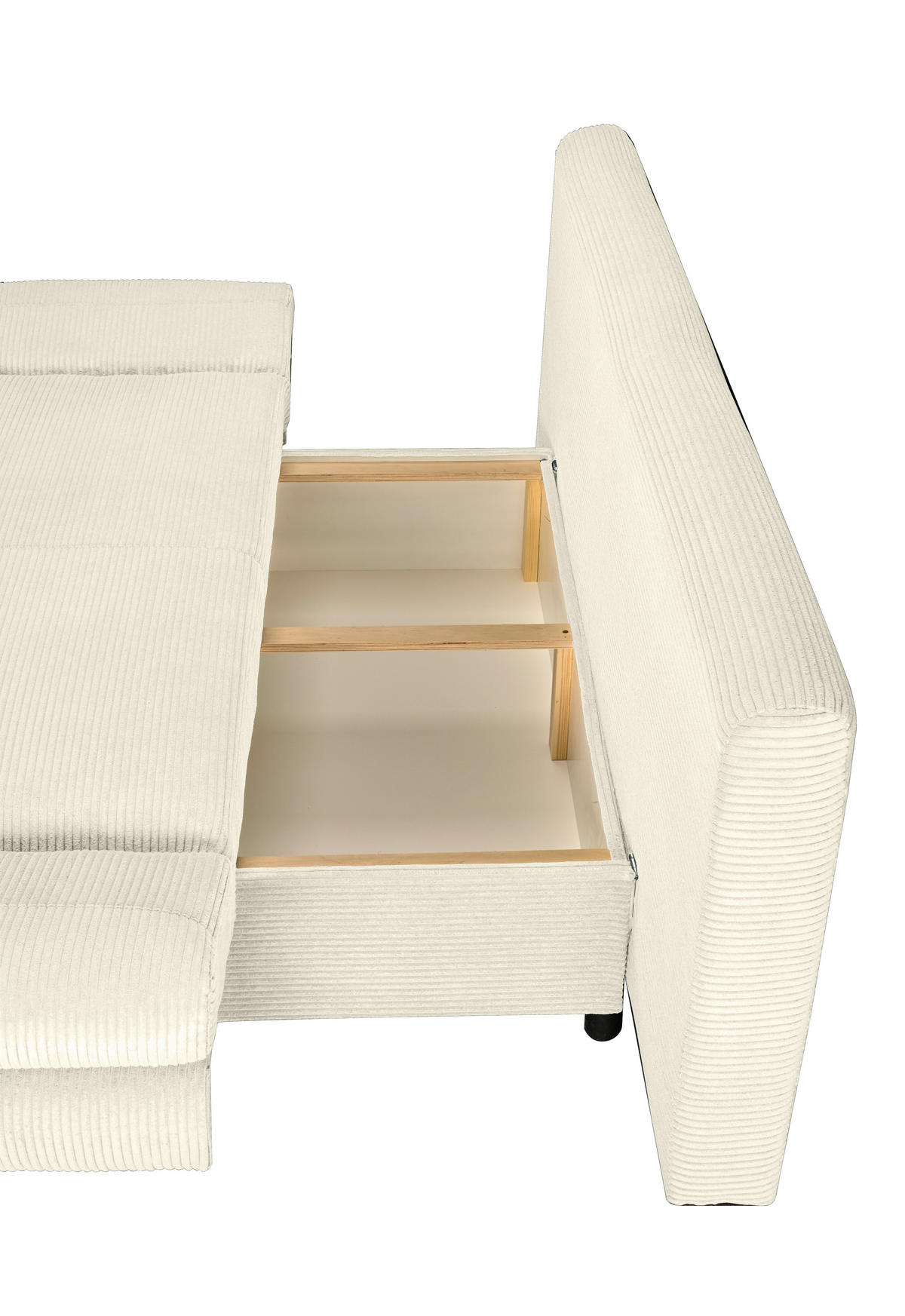 SCHLAFSOFA  mit Schlafen auf Sitzhöhe, haustierfreundlicher Bezug Cord Creme  - Buchefarben/Creme, KONVENTIONELL, Holz/Textil (200/75/85cm) - Carryhome