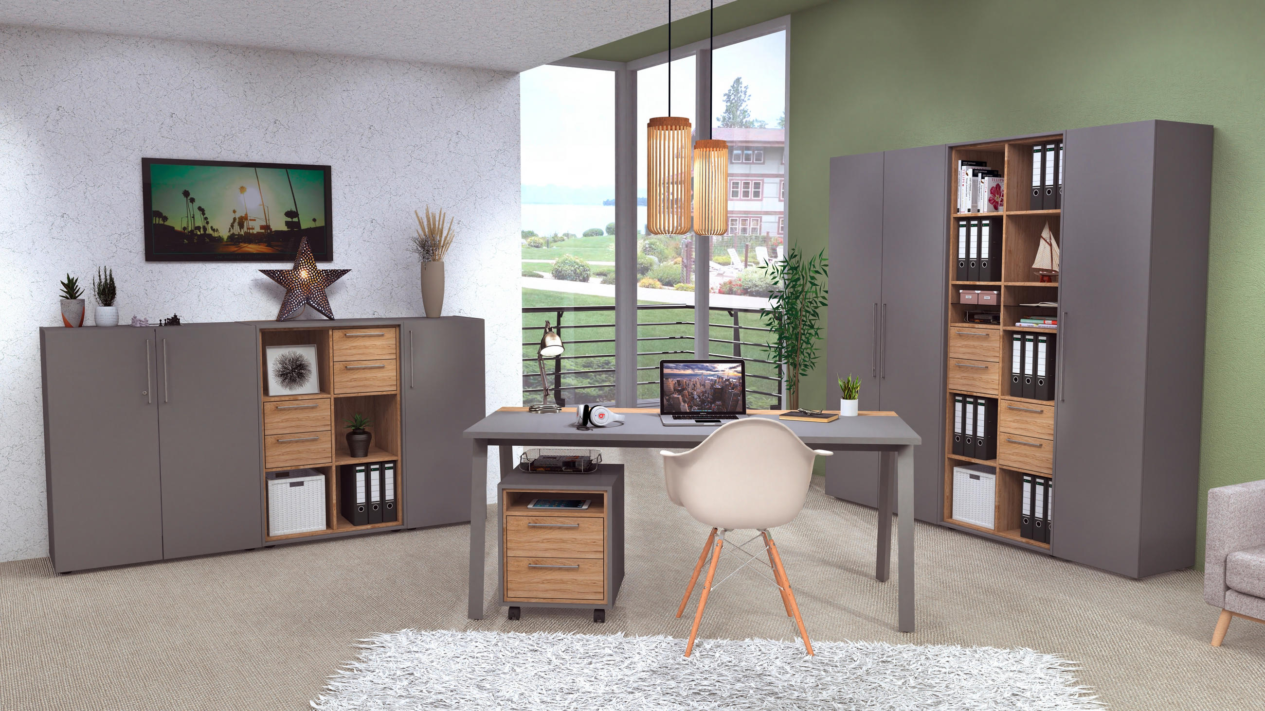 AKTENSCHRANK Grau  - Grau, MODERN, Holzwerkstoff (44,9/201/42,9cm) - Novel