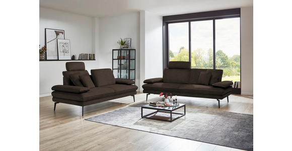 3-SITZER-SOFA in Velours Dunkelbraun - Dunkelbraun/Beige, Design, Textil/Metall (222/89/104cm) - Dieter Knoll