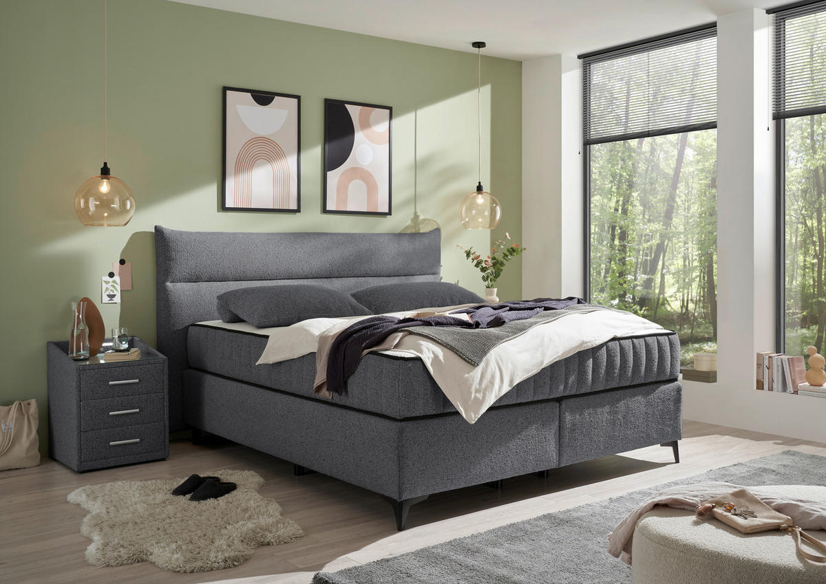 BOXSPRINGBETT 180/200 cm  in Anthrazit  - Anthrazit, Modern, Holzwerkstoff/Kunststoff (180/200cm) - MID.YOU