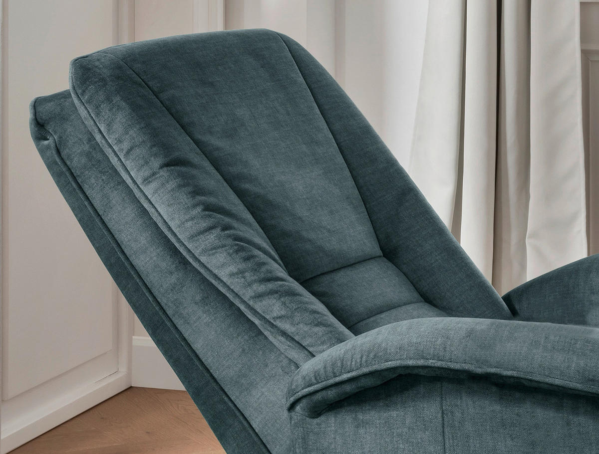 FERNSEHSESSEL  mit Relaxfunktion, Fußteilverstellung, Rücken echt Velours Dunkelblau  - Schwarz/Braun, Design, Kunststoff/Textil (77/107/88cm) - Livetastic