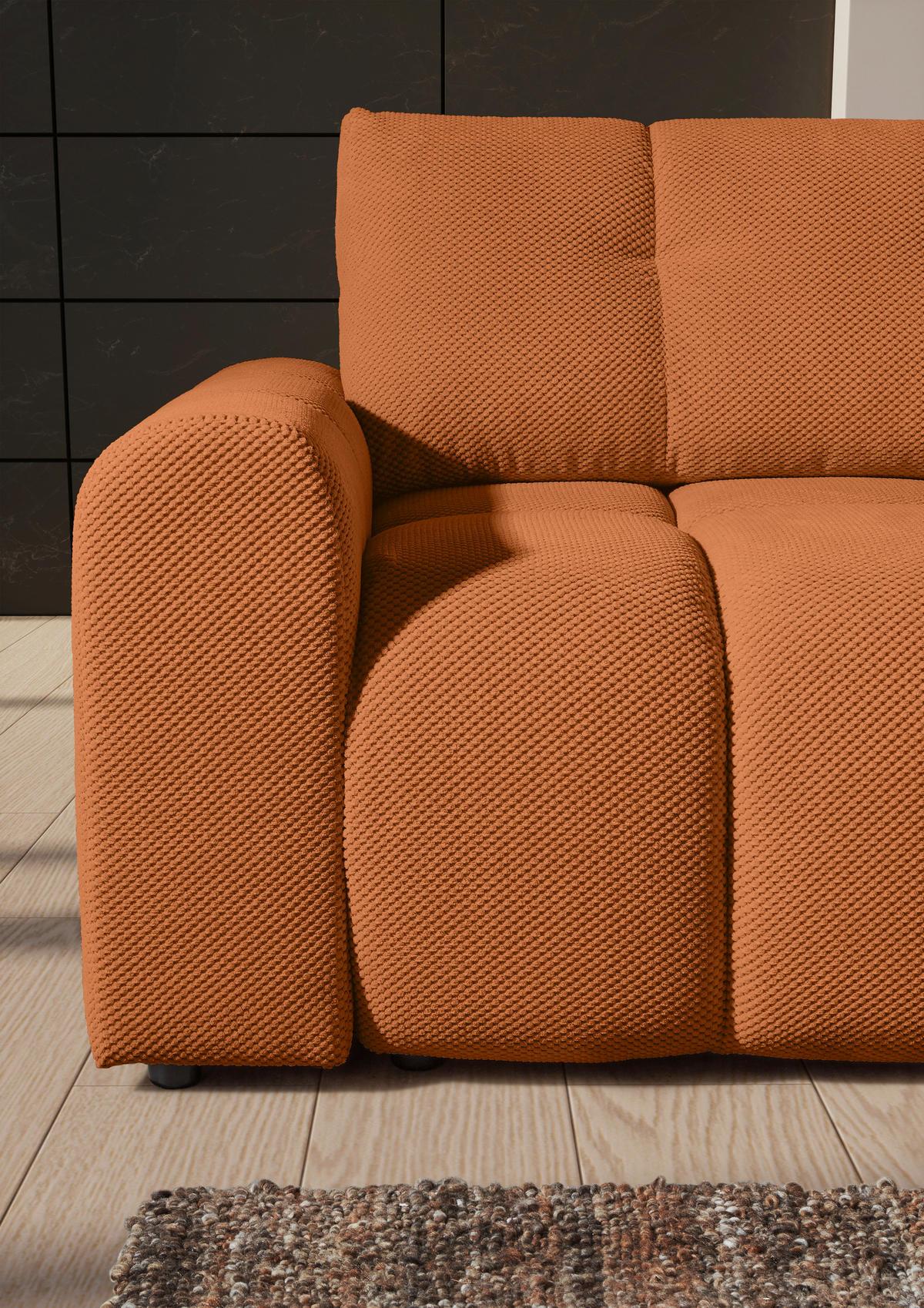 ECKSOFA Rostfarben Flachgewebe  - Rostfarben/Schwarz, KONVENTIONELL, Kunststoff/Textil (256/157cm) - Carryhome
