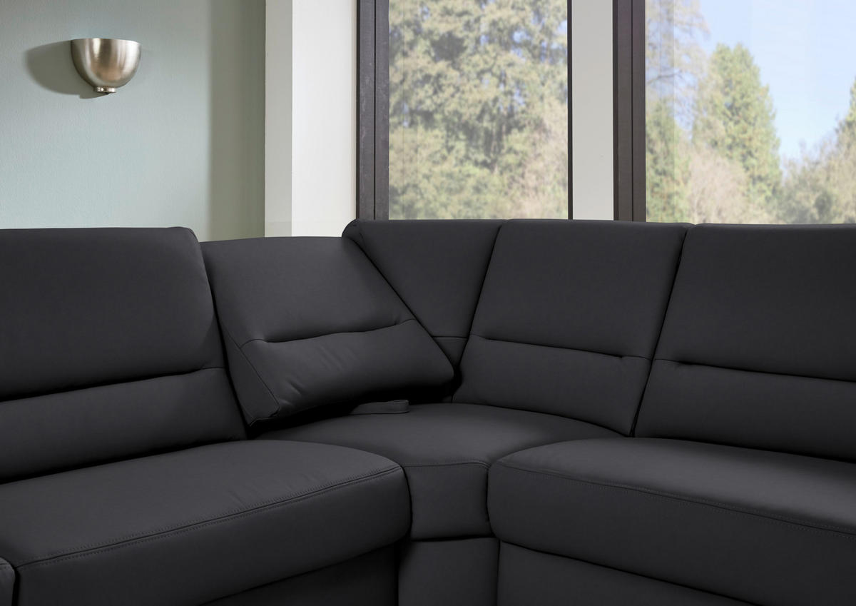 ECKSOFA Echtleder Anthrazit  - Anthrazit/Schwarz, Konventionell, Leder/Metall (290/249cm) - Beldomo Premium