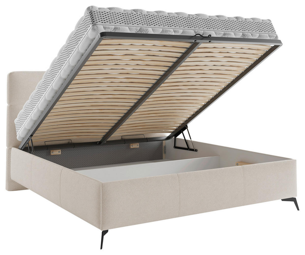 POLSTERBETT 180/200 cm  in Beige  - Beige/Schwarz, Modern, Holz/Textil (180/200cm) - Boxxx