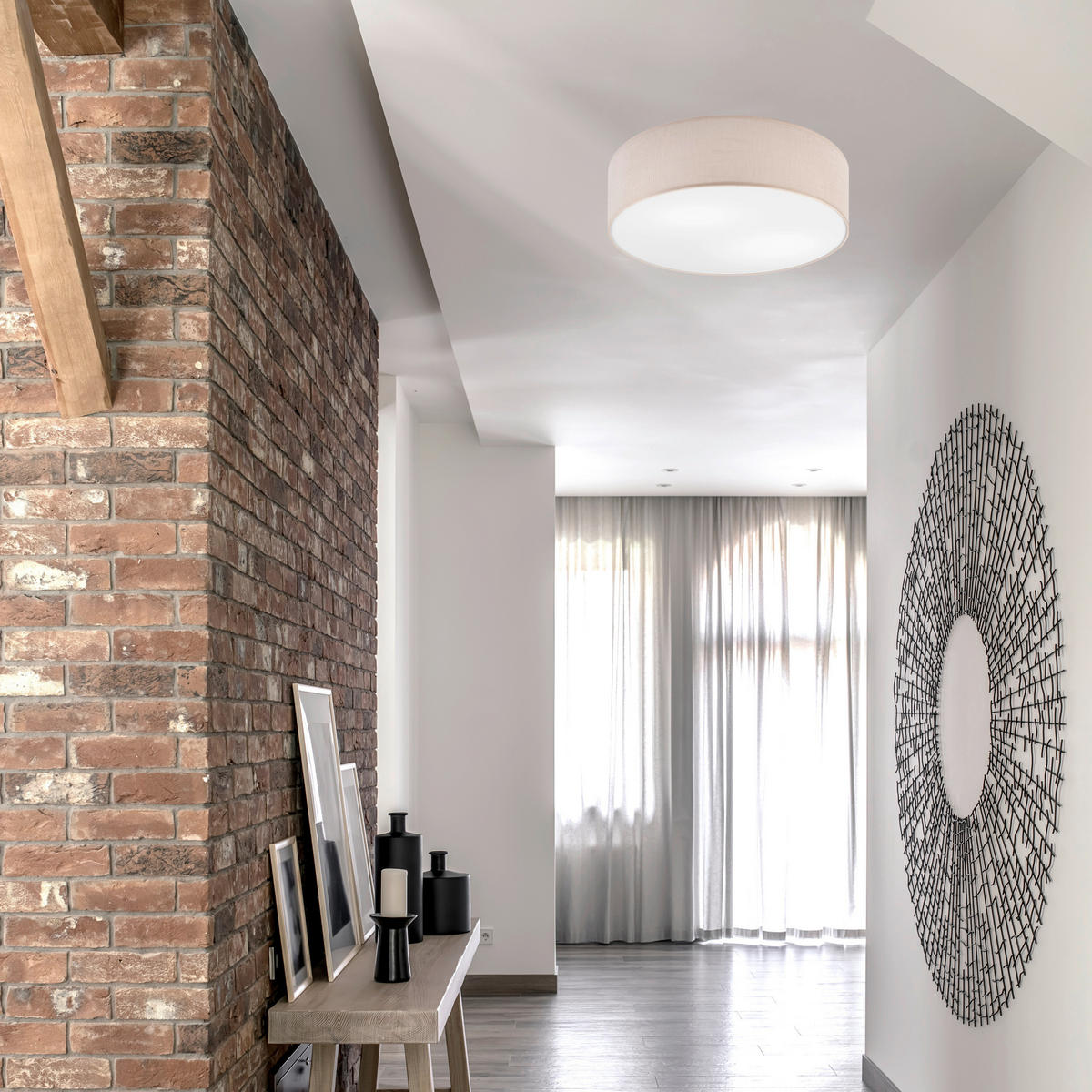 DECKENLEUCHTE ESTELLE 13/35 cm  - Hellbraun, Design, Textil (13/35cm)