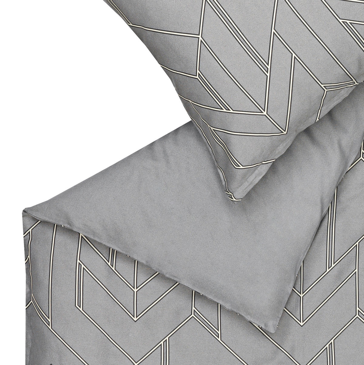 WENDEBETTWÄSCHE Anouk Satin 135/200 cm  - Anthrazit/Beige, KONVENTIONELL, Textil (135/200cm) - Schöner Wohnen