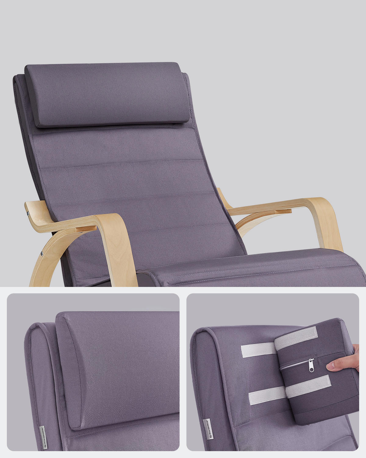 SCHAUKELSTUHL in Webstoff Dunkelgrau  - Dunkelgrau/Grauweiß, Basics, Holzwerkstoff/Textil (121,5/84/67cm)