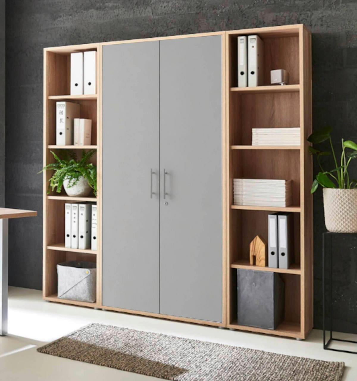 AKTENSCHRANK 172,6/185,6/33 cm  - Hellgrau/Sonoma Eiche, MODERN, Holzwerkstoff (172,6/185,6/33cm) - MID.YOU