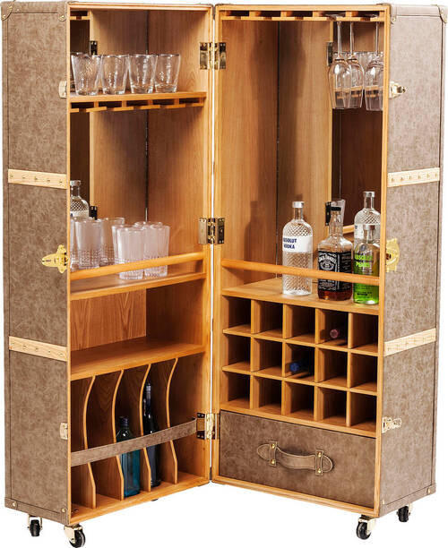 BARSCHRANK in Braun, Beige  - Beige/Braun, Trend, Holz/Textil (60/154/60cm) - Kare-Design