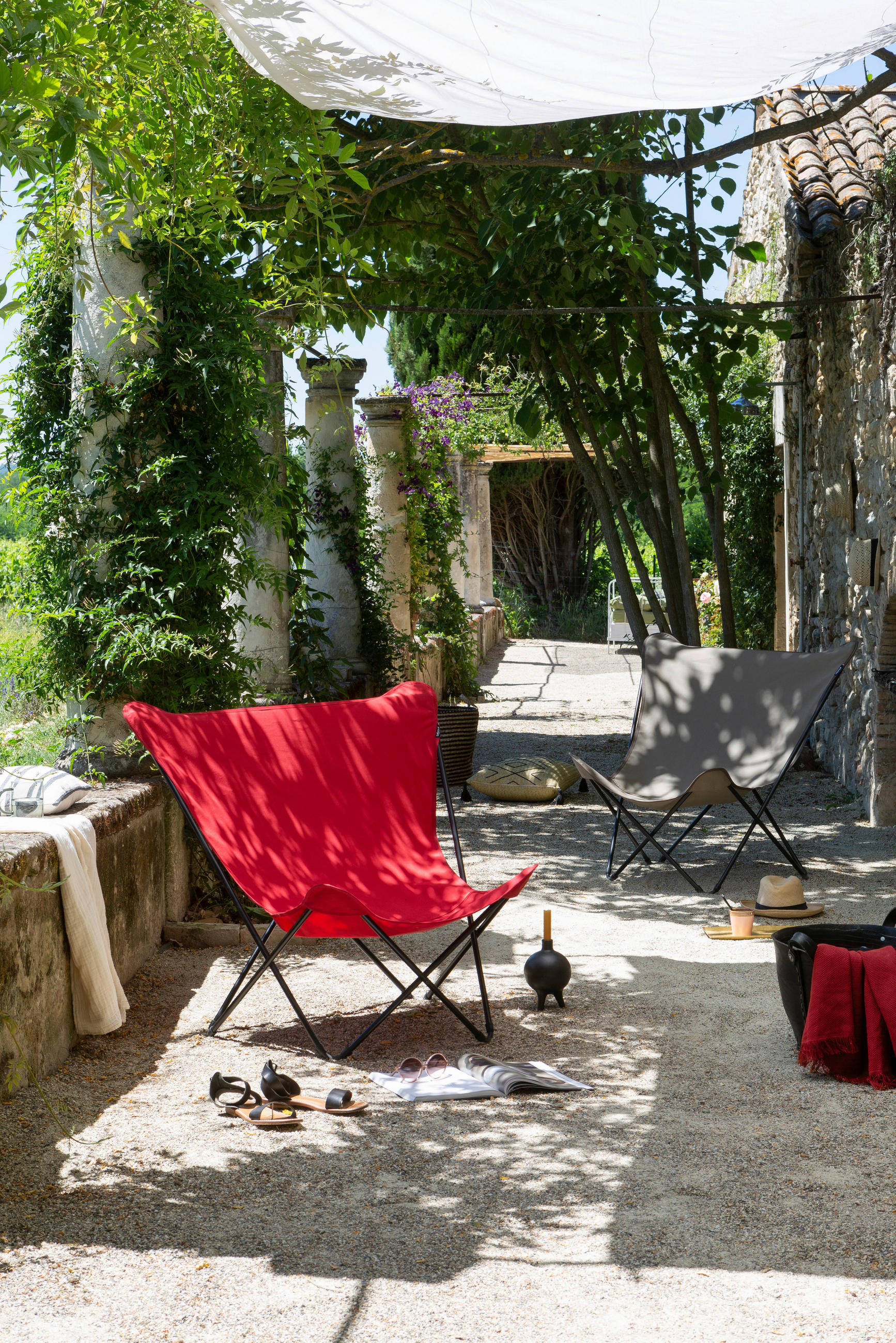GARTEN-RELAXSESSEL Stahl  - Rot, Basics, Textil/Metall (87/83/91cm) - Lafuma Mobilier