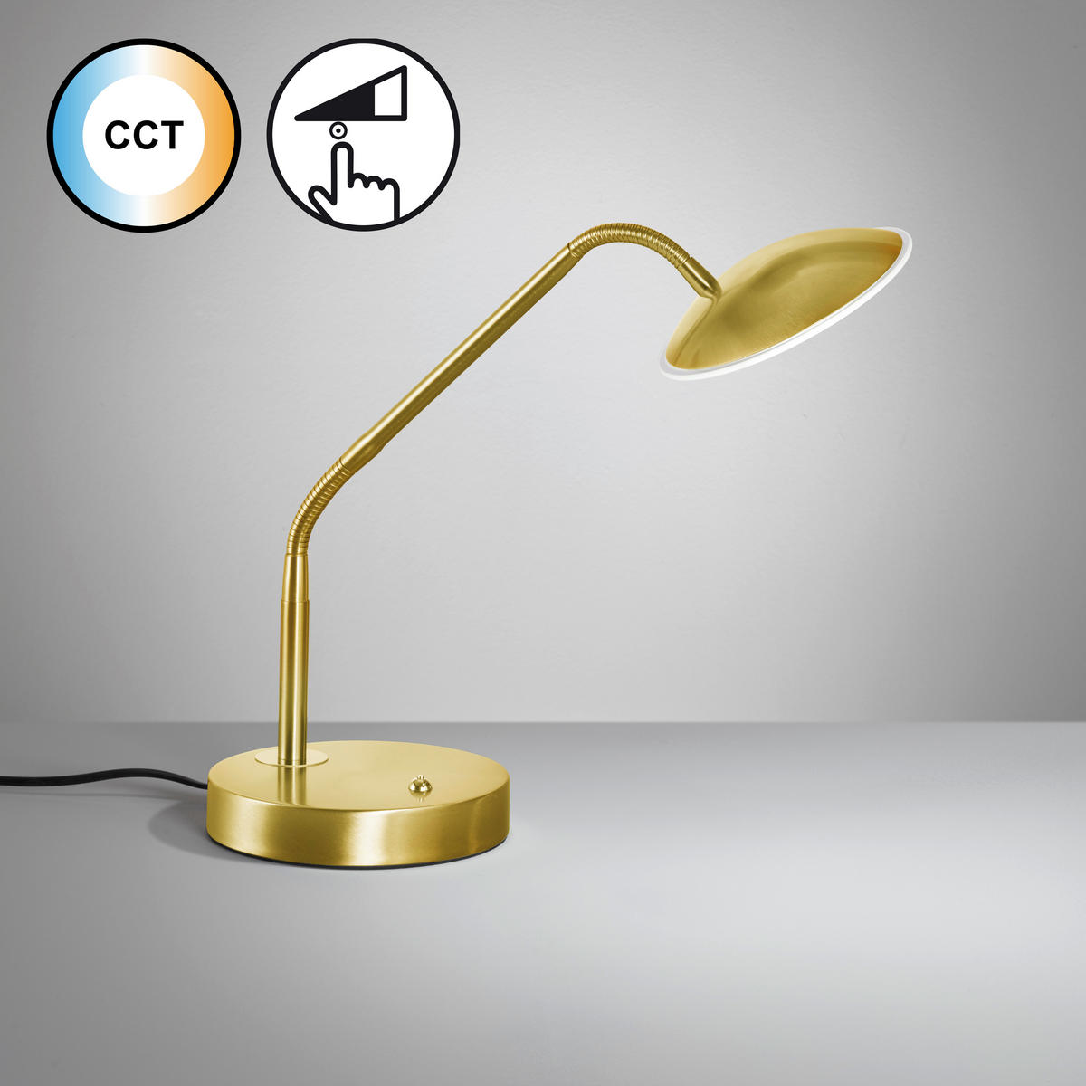 LED-TISCHLEUCHTE Tallri 16/60/40 cm   - Messingfarben, LIFESTYLE, Metall (16/60/40cm) - Fischer & Honsel