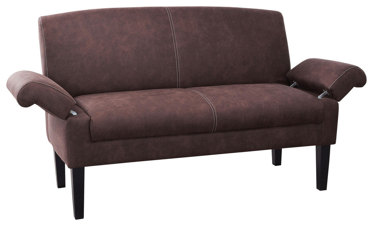 2-SITZER-SOFA in Mikrofaser Dunkelbraun  - Dunkelbraun/Beige, KONVENTIONELL, Holz/Textil (152/97/78cm) - Sit & More