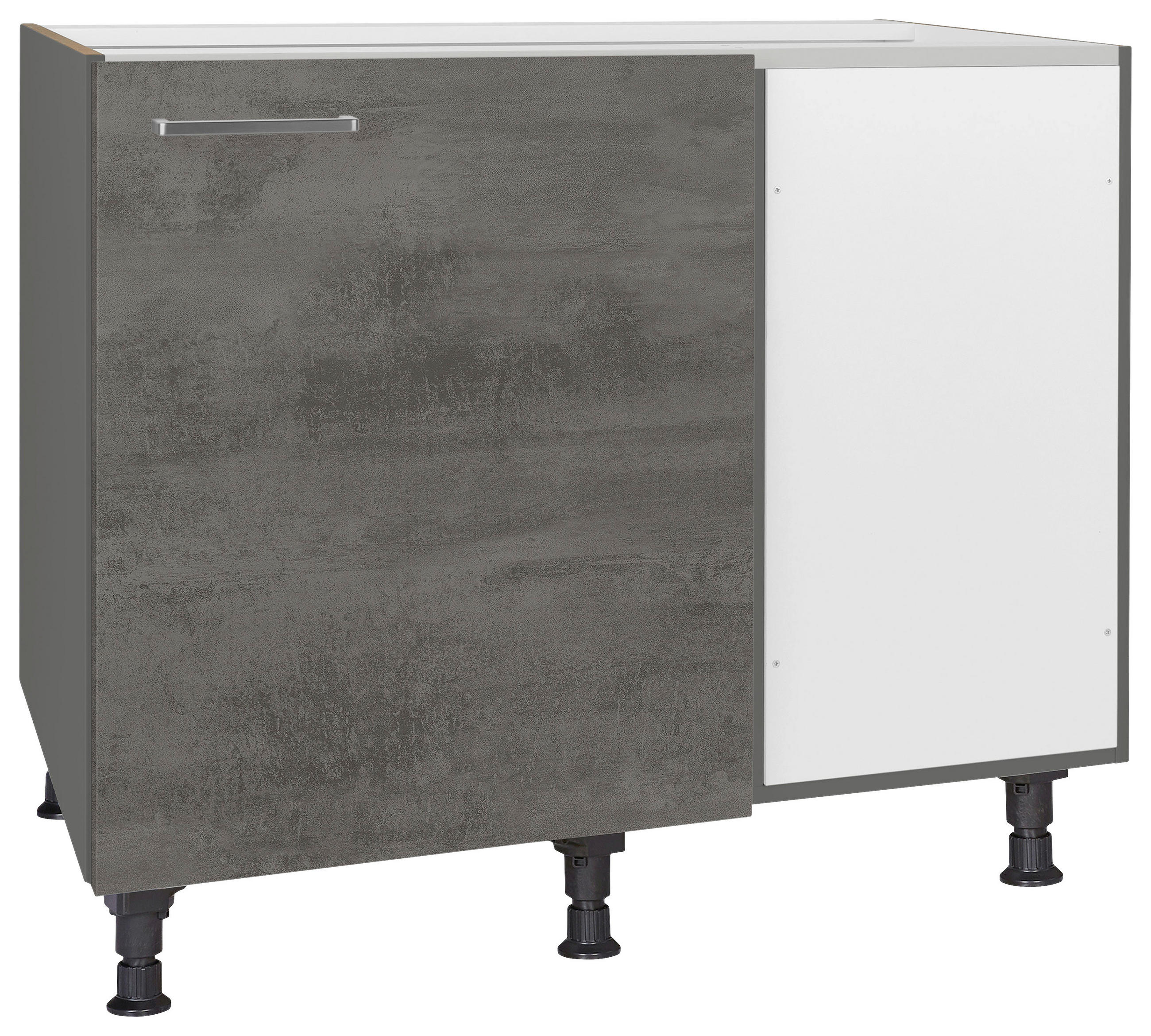 ECKUNTERSCHRANK 125/87/65 cm  - Schieferfarben/Edelstahlfarben, MODERN, Holzwerkstoff/Metall (125/87/65cm) - Nobilia