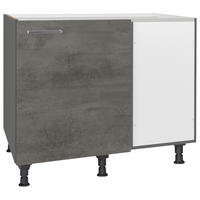ECKUNTERSCHRANK 125/87/65 cm  - Schieferfarben/Edelstahlfarben, MODERN, Holzwerkstoff/Metall (125/87/65cm) - Nobilia