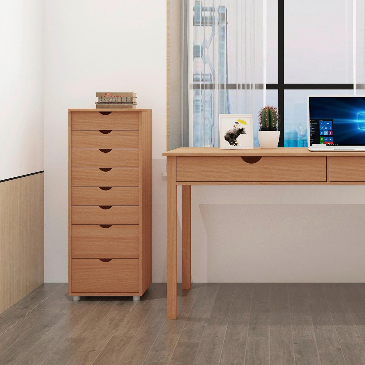 KOMMODE GENOVA, 34/102/39 cm, 8 Schublade(n)  - Silberfarben/Naturfarben, Design, Holz/Kunststoff (34/102/39cm) - Livetastic
