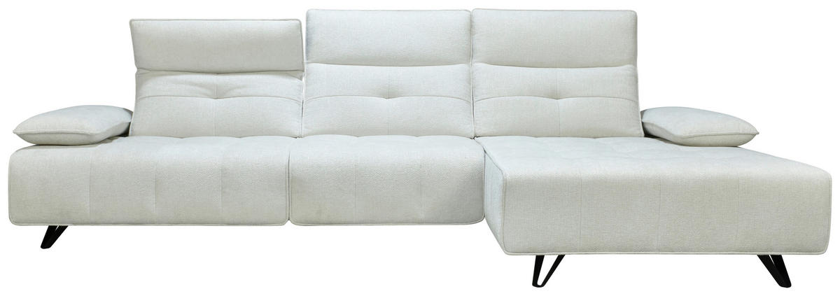 ECKSOFA Creme Chenille  - Creme/Schwarz, Design, Kunststoff/Textil (314/162cm) - Livetastic