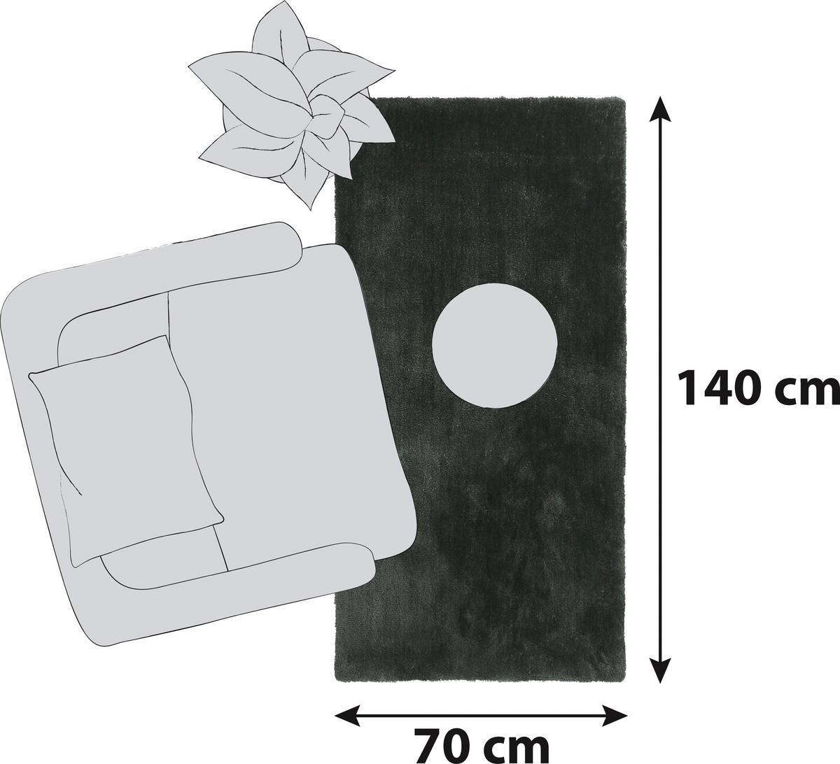 HOCHFLORTEPPICH 70/140 cm Dunkelgrau  - Dunkelgrau, Basics, Textil (70/140cm) - Esprit